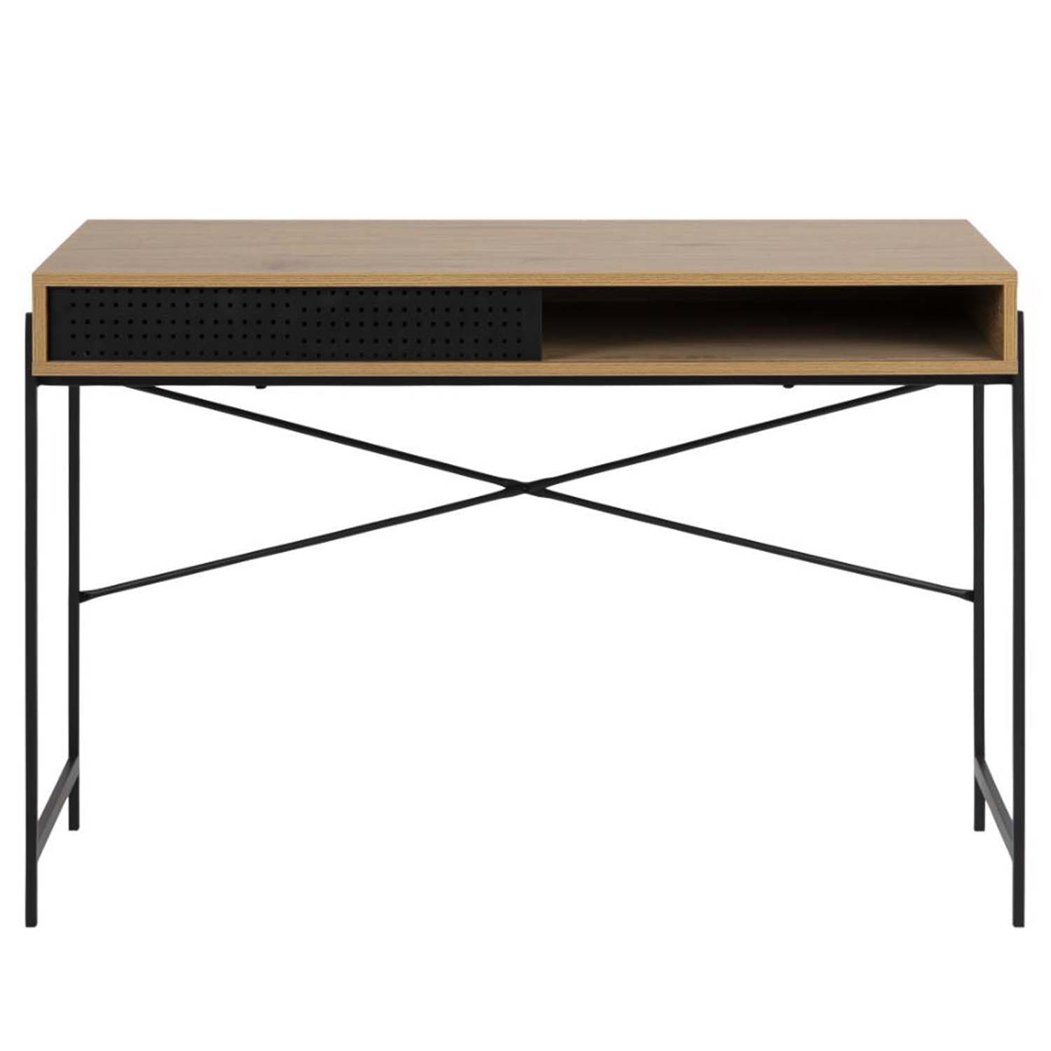Act Nordic Angus Skrivebord Skydelåge Natur Papir Vildeg Sort Metal 110x50