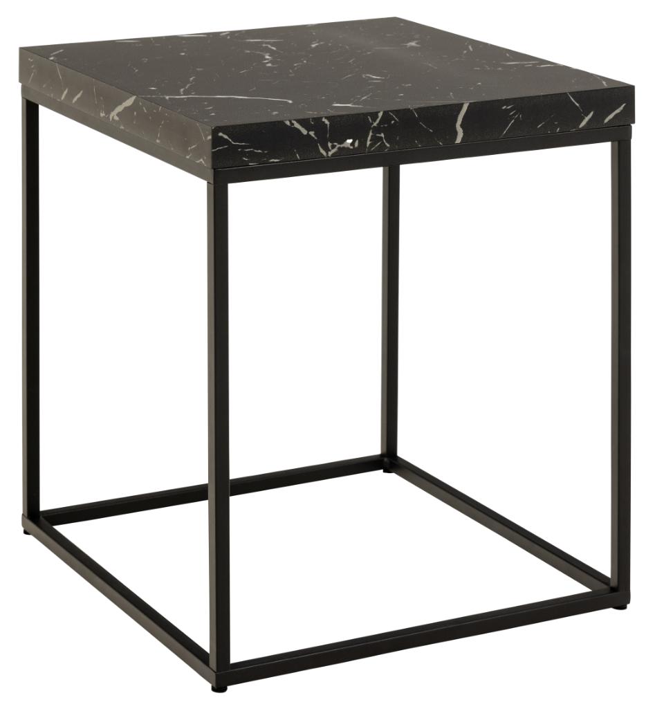 Act Nordic Barossa Sofabord Kvadratisk Top Sort Marmor Marquina Papir Stel Mat Sort Pulverlakeret Stål