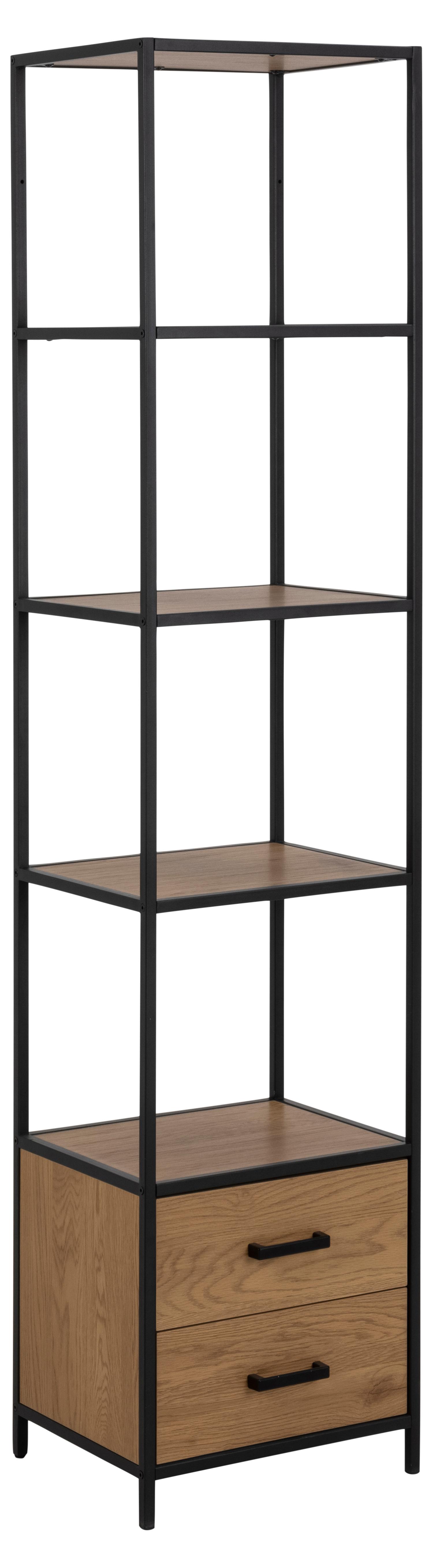 Act Nordic Seaford Reol Hylder Skuffer Natur Vild Papir Sort Metalh:185cm X42cm 35cm