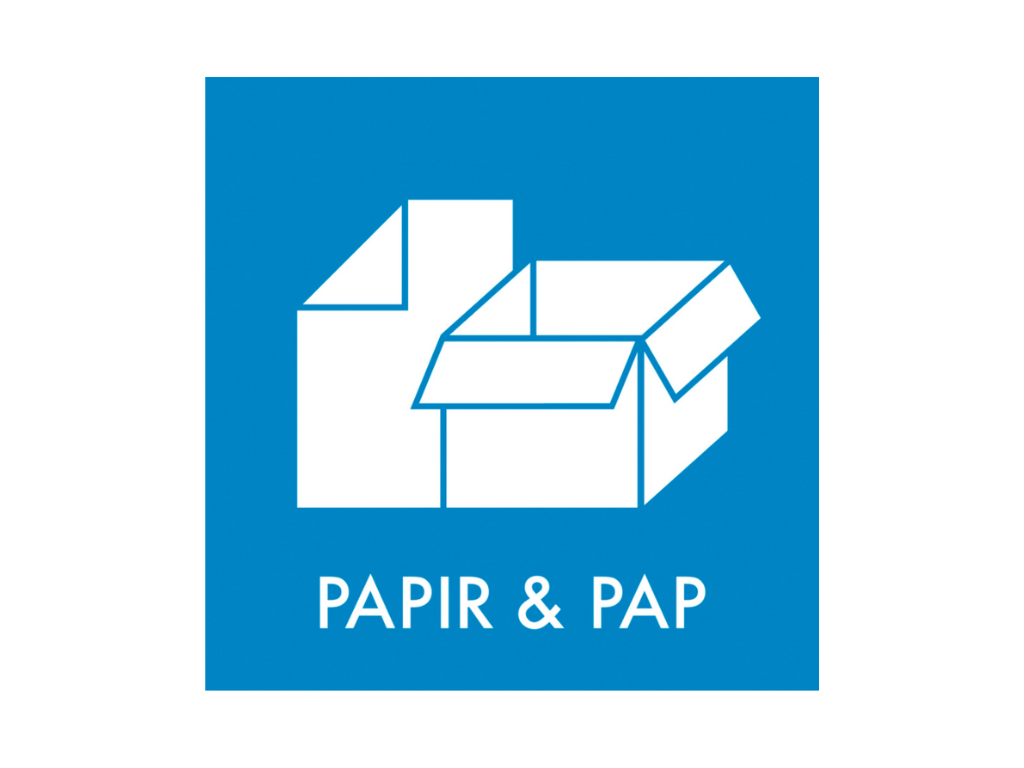 Affaldspiktogram Papir   Pap  12x12cm  Selvklæbende Folie  Blå