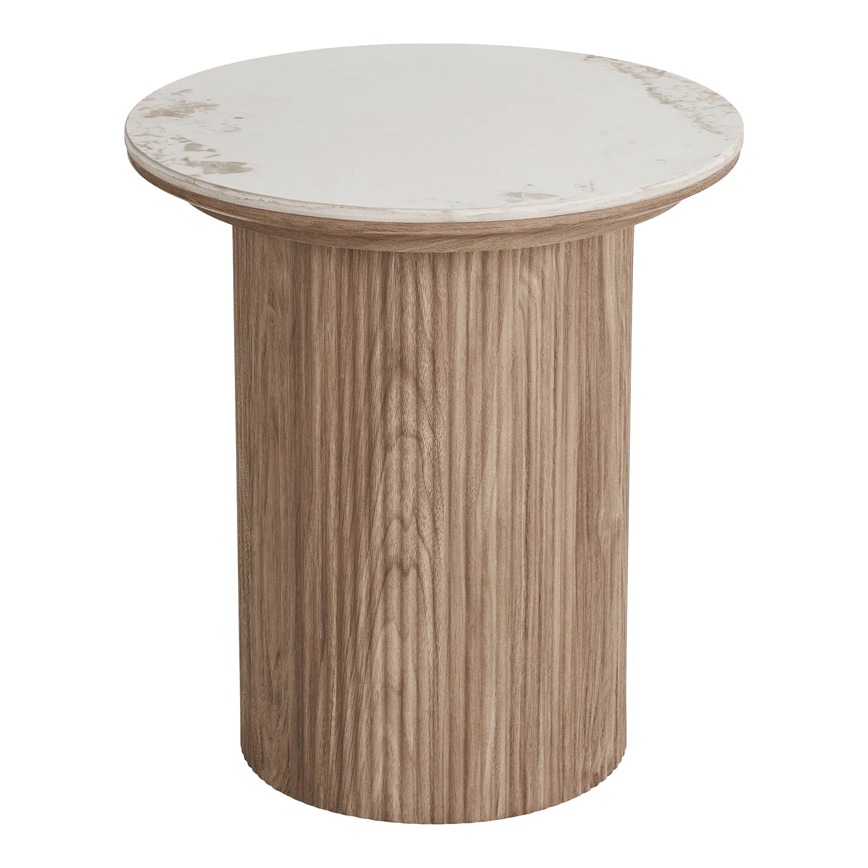 Athens Hjørnebord Keramik Bordplade Mdf Decor Papir Sokkel ø45cm H50cm