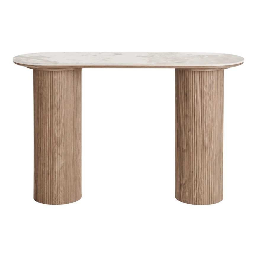Athens Konsolbord Keramisk Plade 40x120cm H78cm Mdf Dekor Papir Sokkel