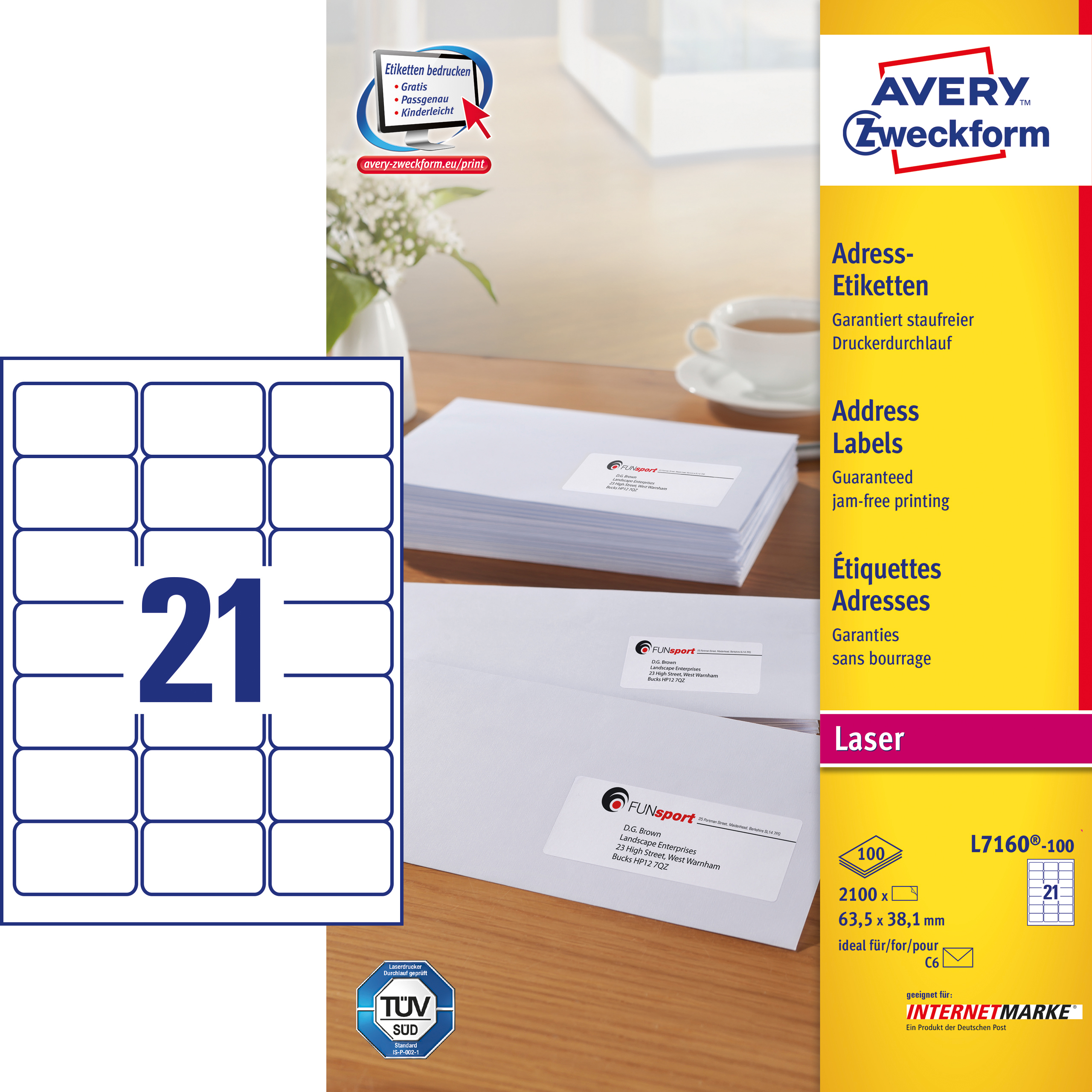 Avery Adresseetiket 5x38 1mm 2100