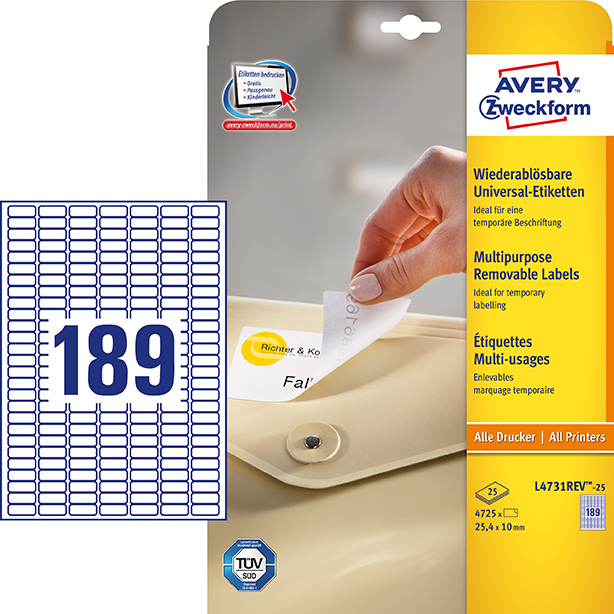 Avery Aftagelig Etiket 4x10mm 5670