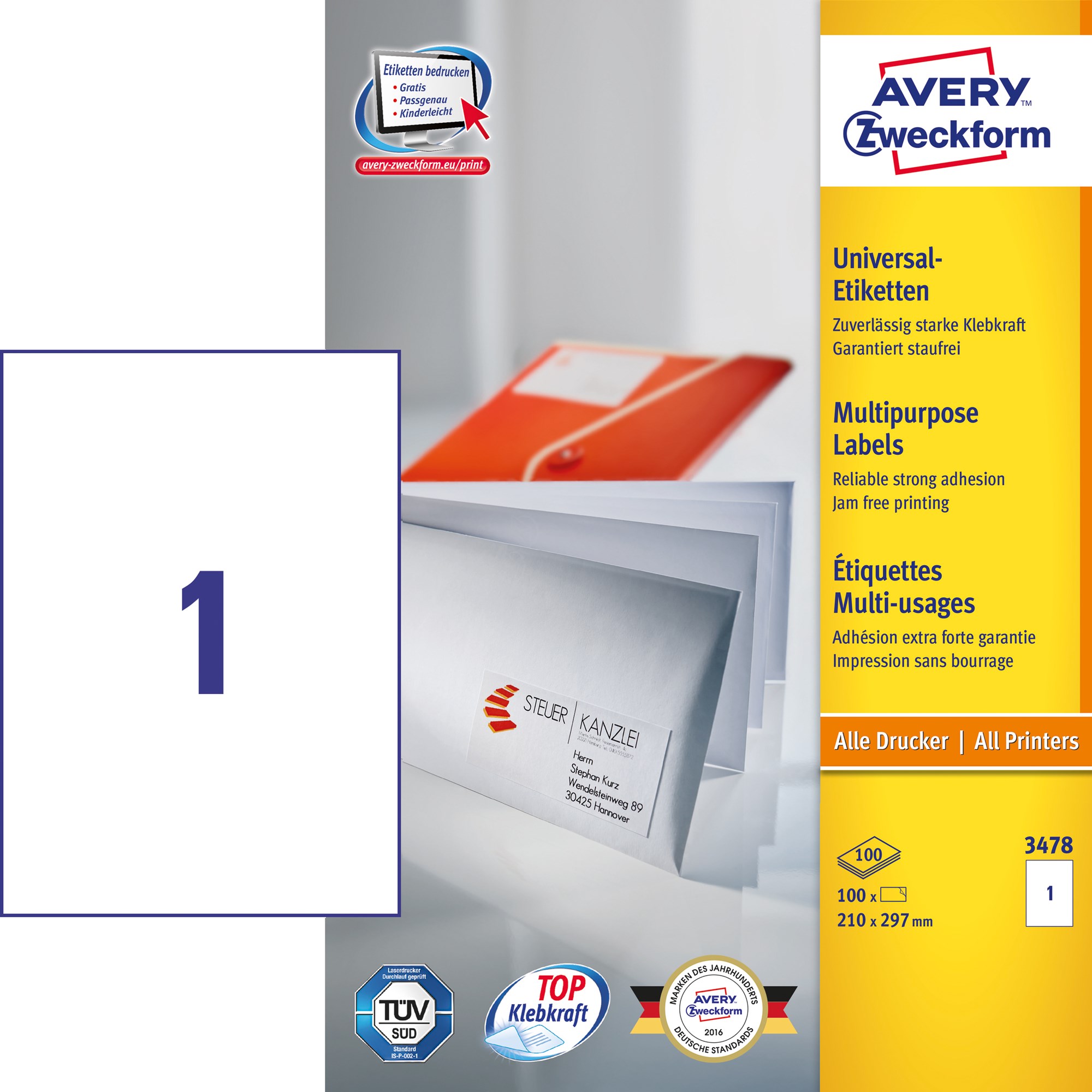 Avery Ilc Universal Etiket 210x297mm 100