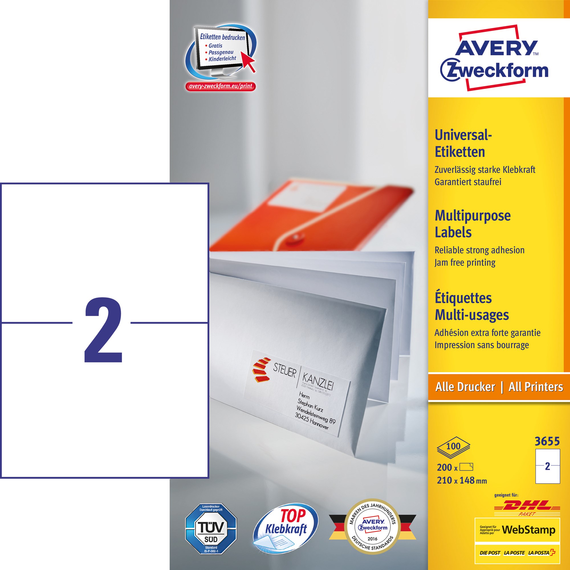 Avery Ilc Universal Etiket 210x148mm 200