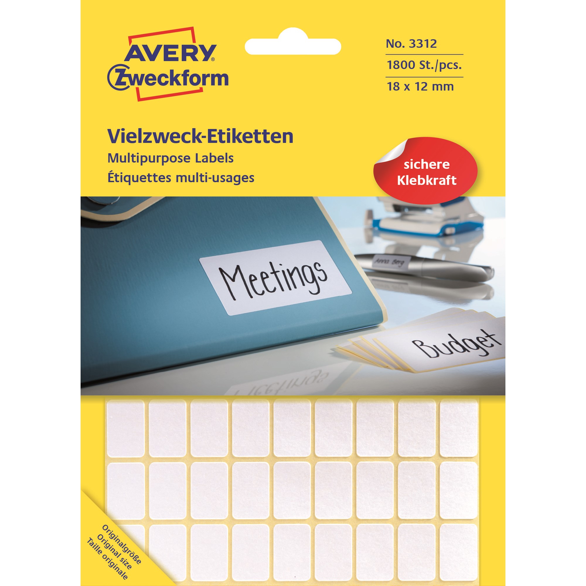 Avery Manuel Etiket 12x18mm 1800