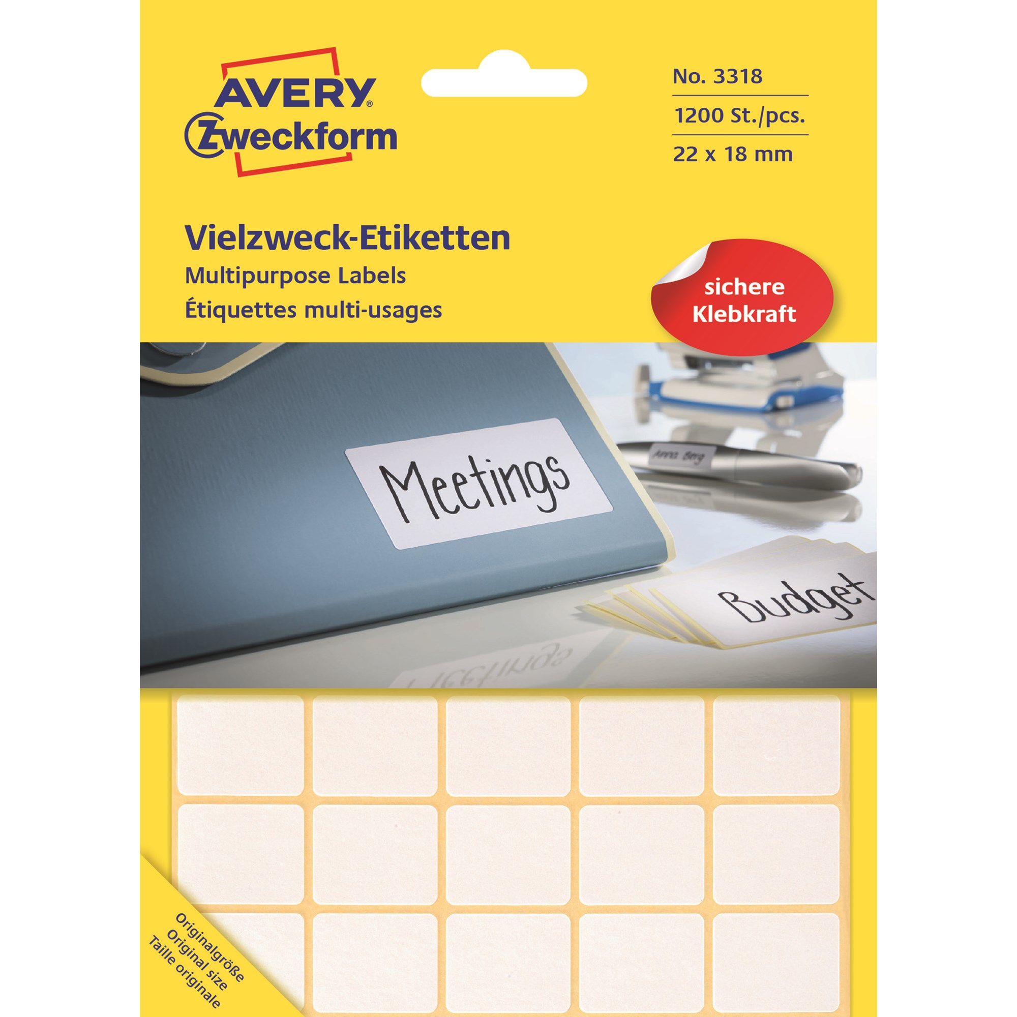 Avery Manuel Etiket 22x18mm 1200