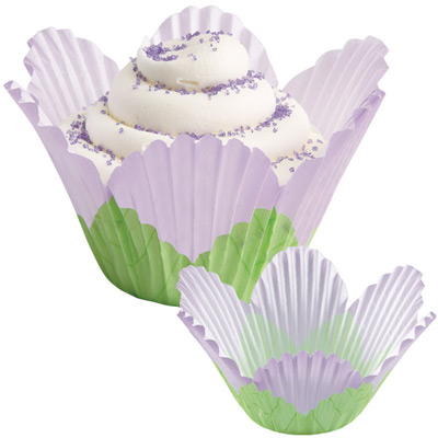 Blomsterformet Muffinforme Papir Lilla