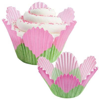 Blomsterformet Muffinforme Papir Lyserød