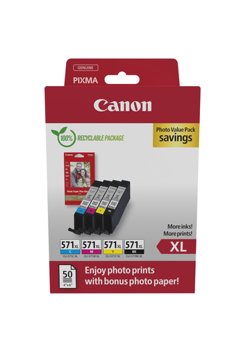 Canon Cli 571xl Value Pack  Paper 0332c006 Original