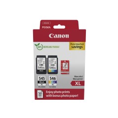 Canon 545xl 546xl Photo Paper Value Pack Sort Farve Cyan Magenta Gul Blækpatron Papirsæt