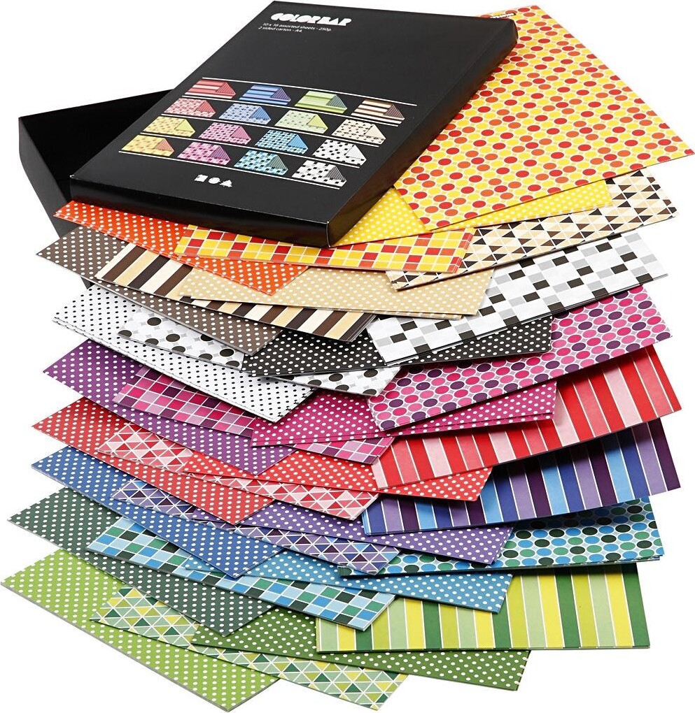 Color Bar Mønstret Papir Mønstre 160 Ark