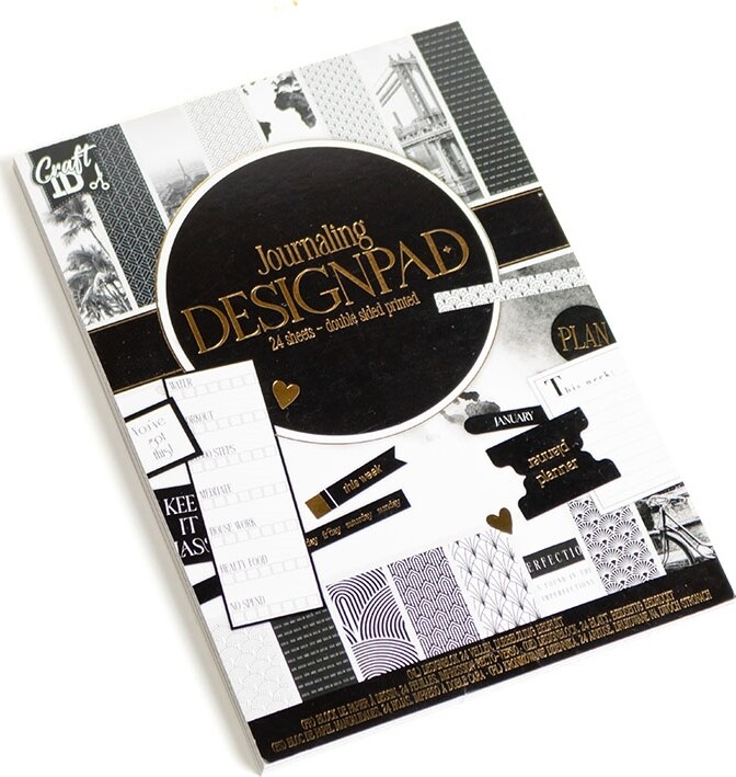 Craft Journaling Designpapir Blok Ark Sort