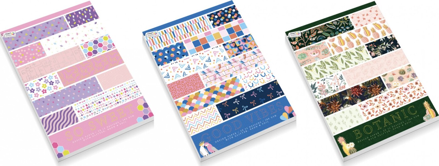 Designpapir Blok Foliedetaljer Ark Assorteret