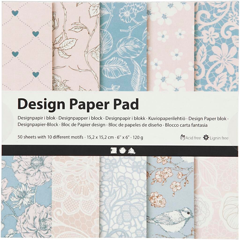 Designpapir Blok 120 Rosa Ark