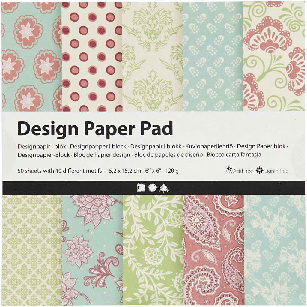Designpapir Blok 2x15 120 Lilla Ark