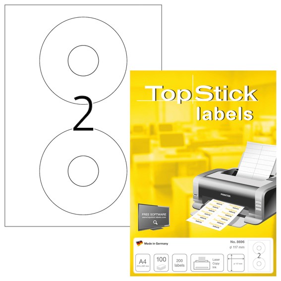 Etiketter Topstick Dvd ø117mm 100