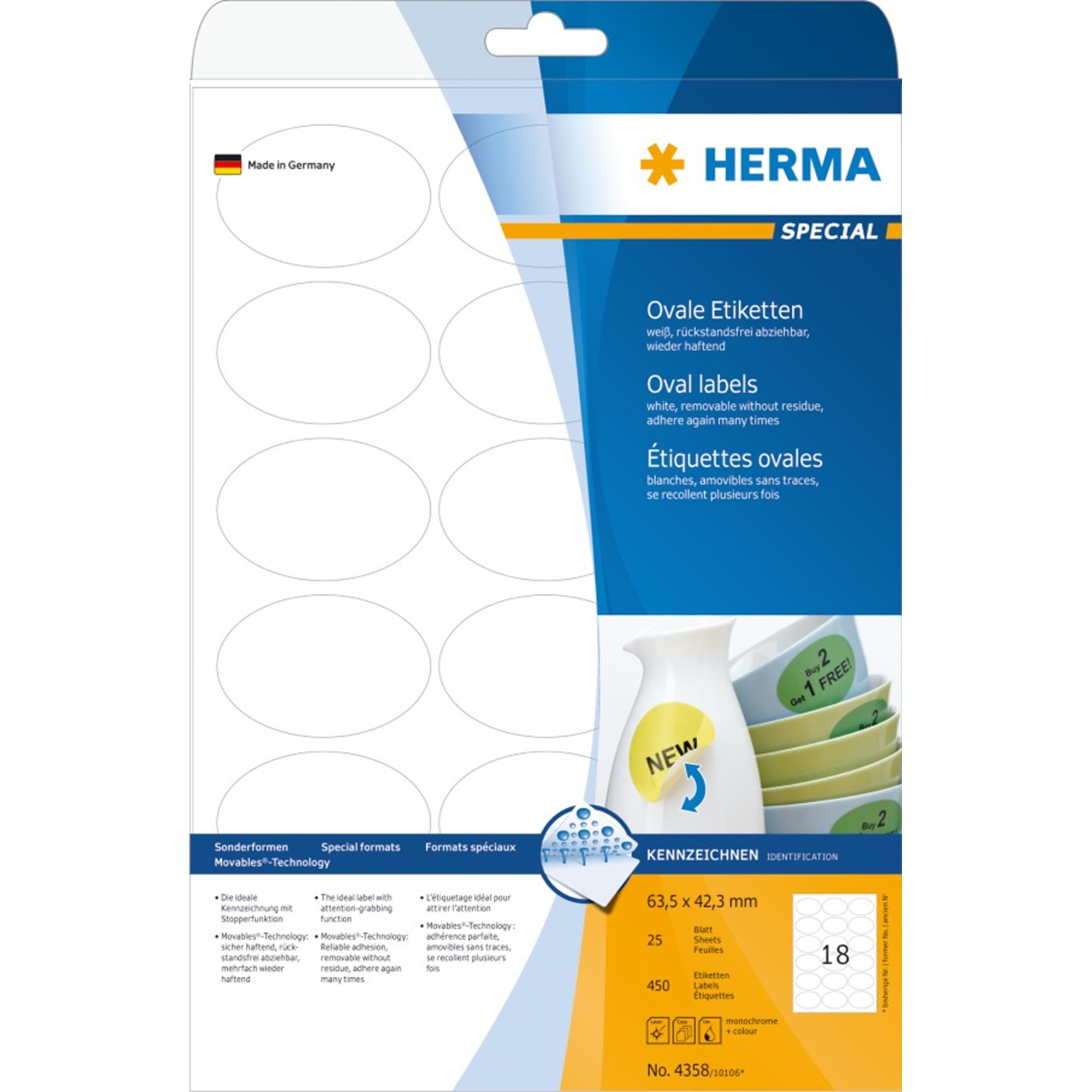 Herma Etiket Aftagelig Oval 5x42 450