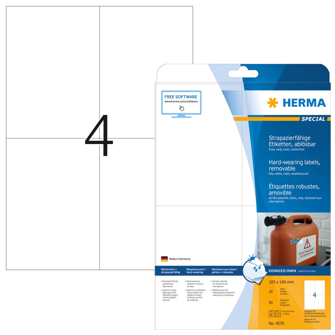 Herma Etiket Aftagelig Vandafvisende 105x148
