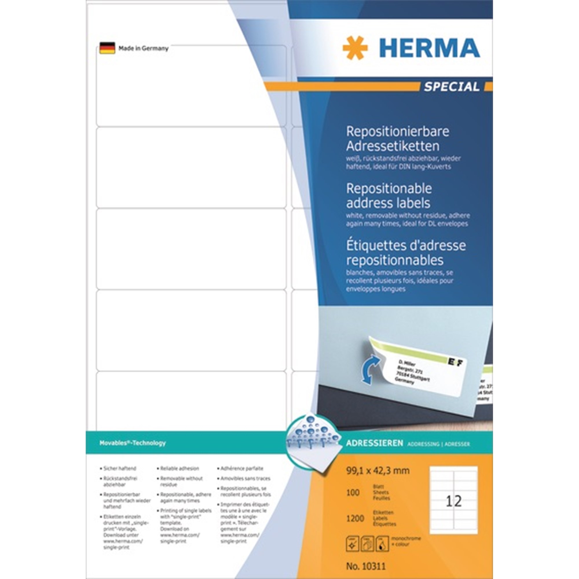 Herma Etiket Aftagelig 1x42 1200