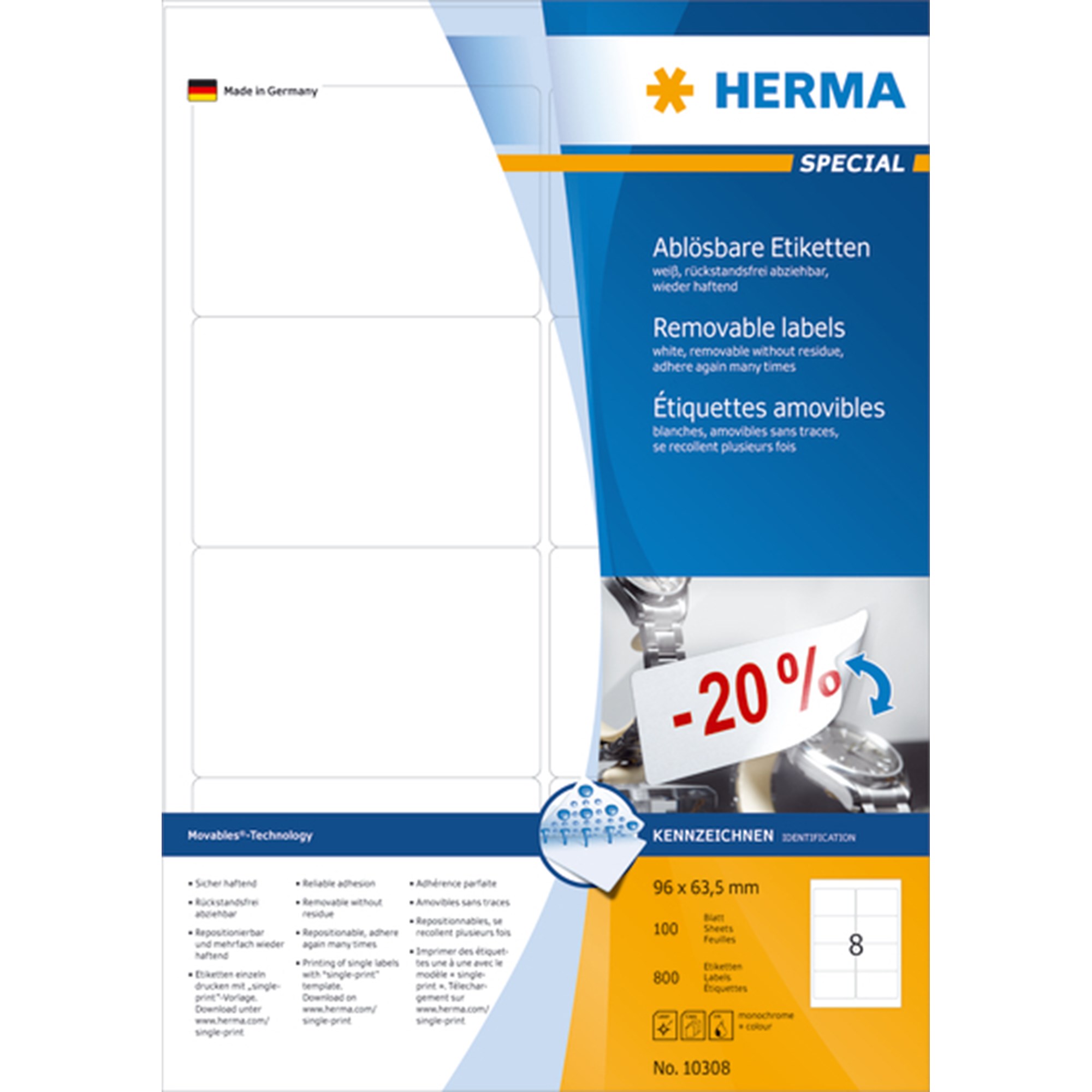 Herma Etiket Aftagelig 96x63 800