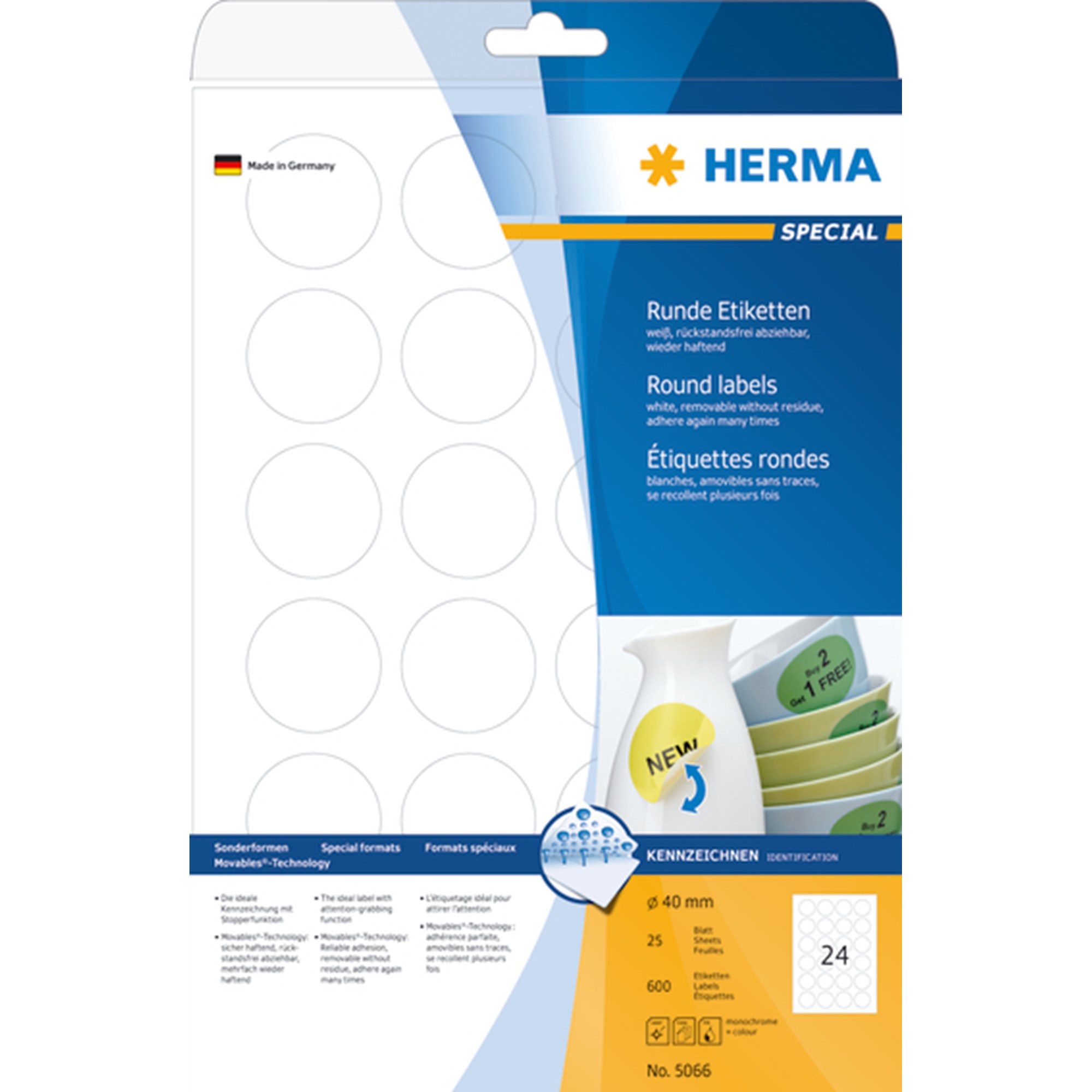 Herma Etiket Aftagelig ø40 600