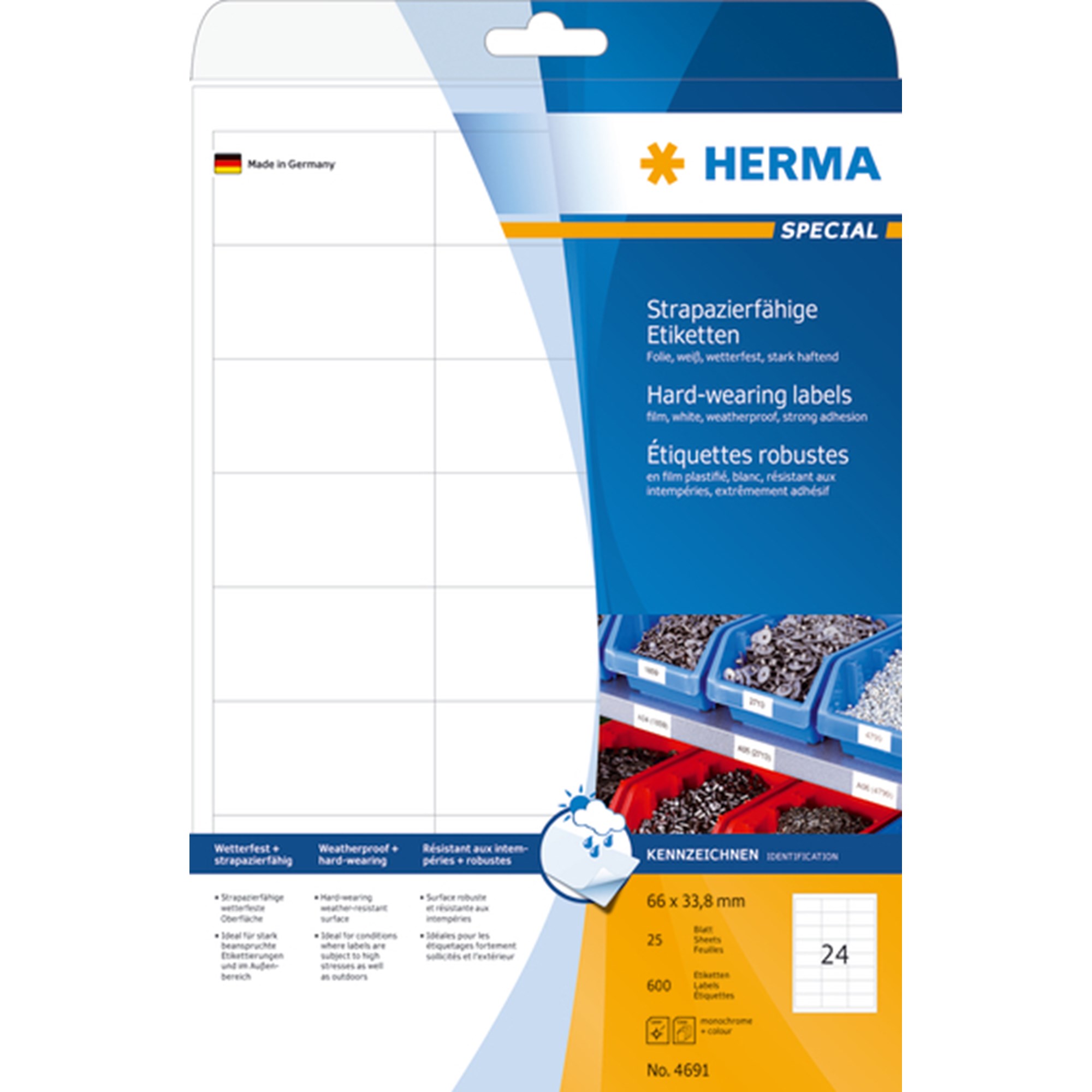 Herma Etiket Film Ekstra Stærk 66x33 Mat 600