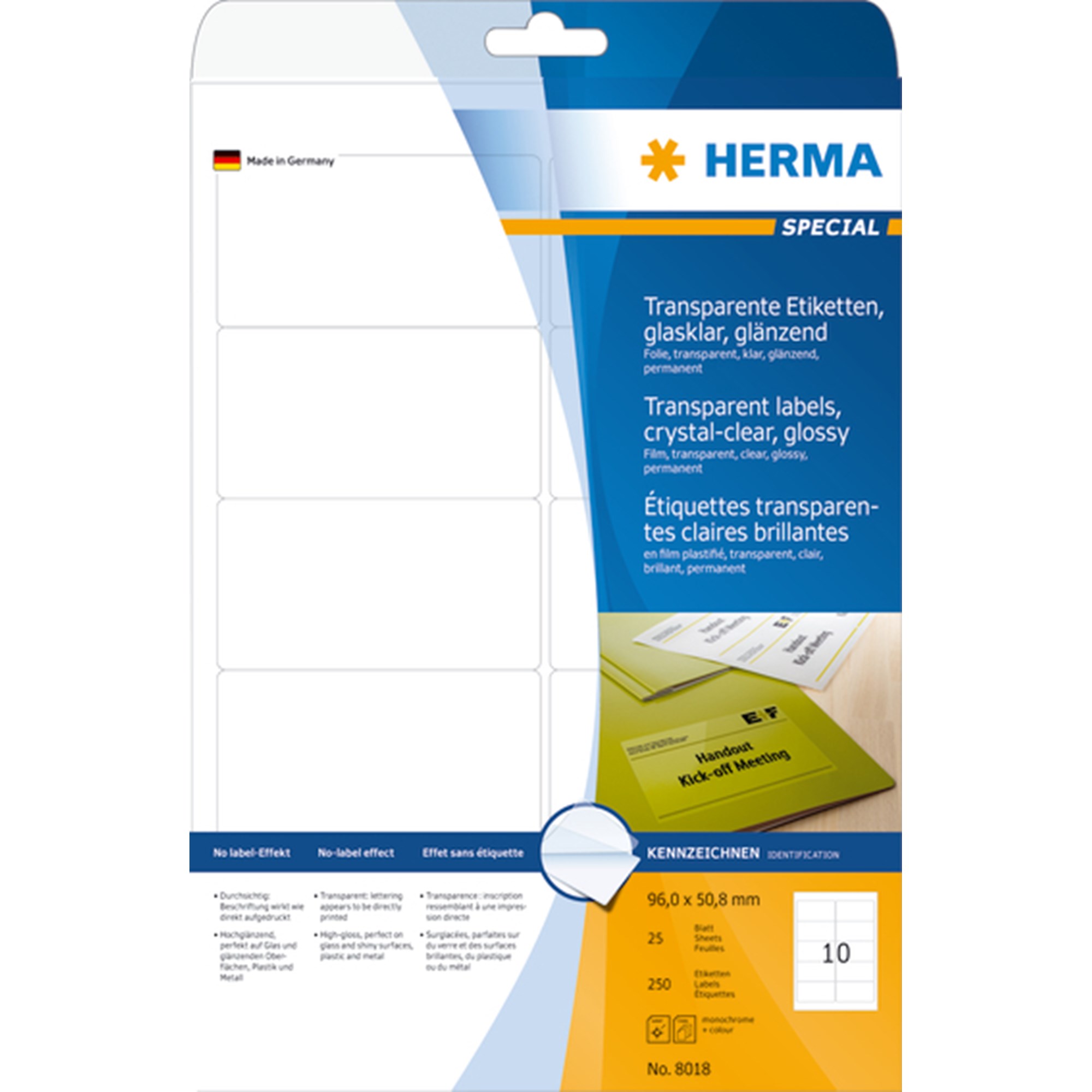 Herma Etiket Film 96x50 Transp Klar 250