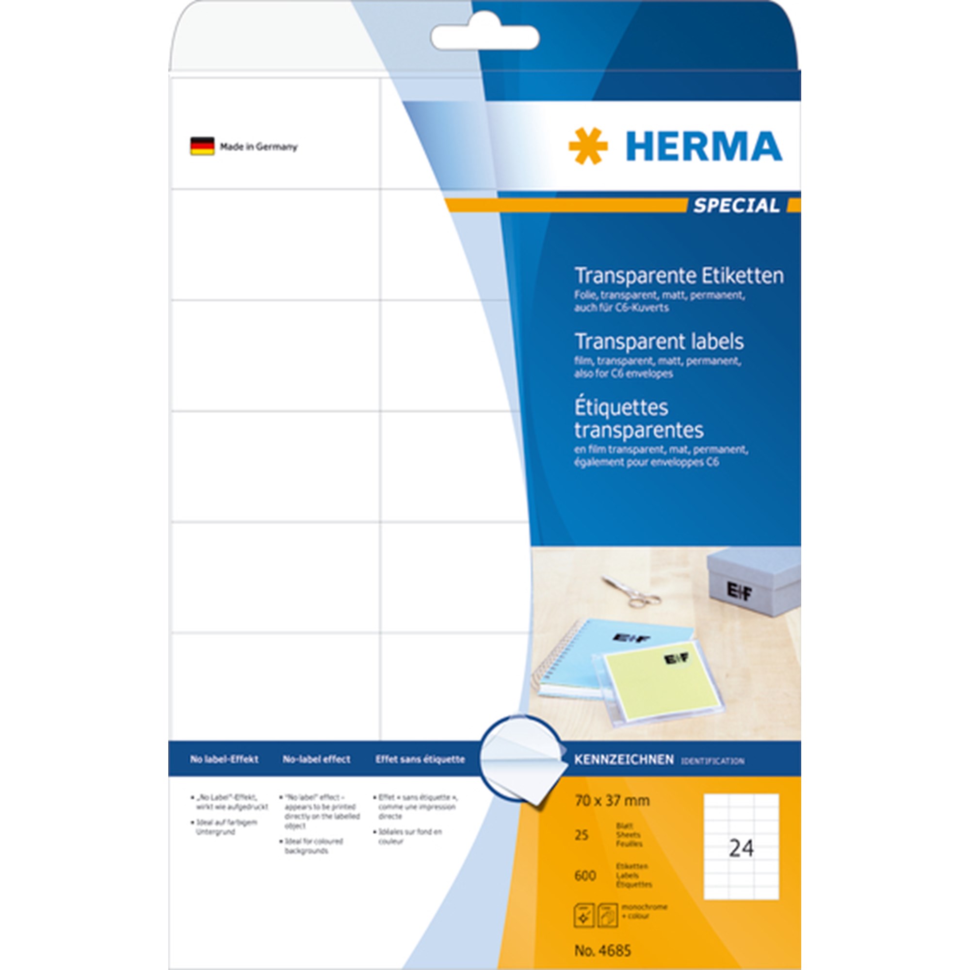 Herma Etiket Film 70x37 Transp Mat 600