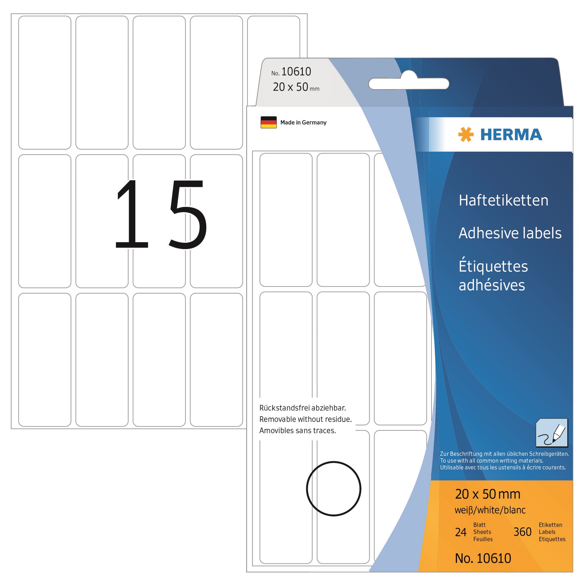 Herma Etiket Manuel Aftagelig 20x50 Hvid 360