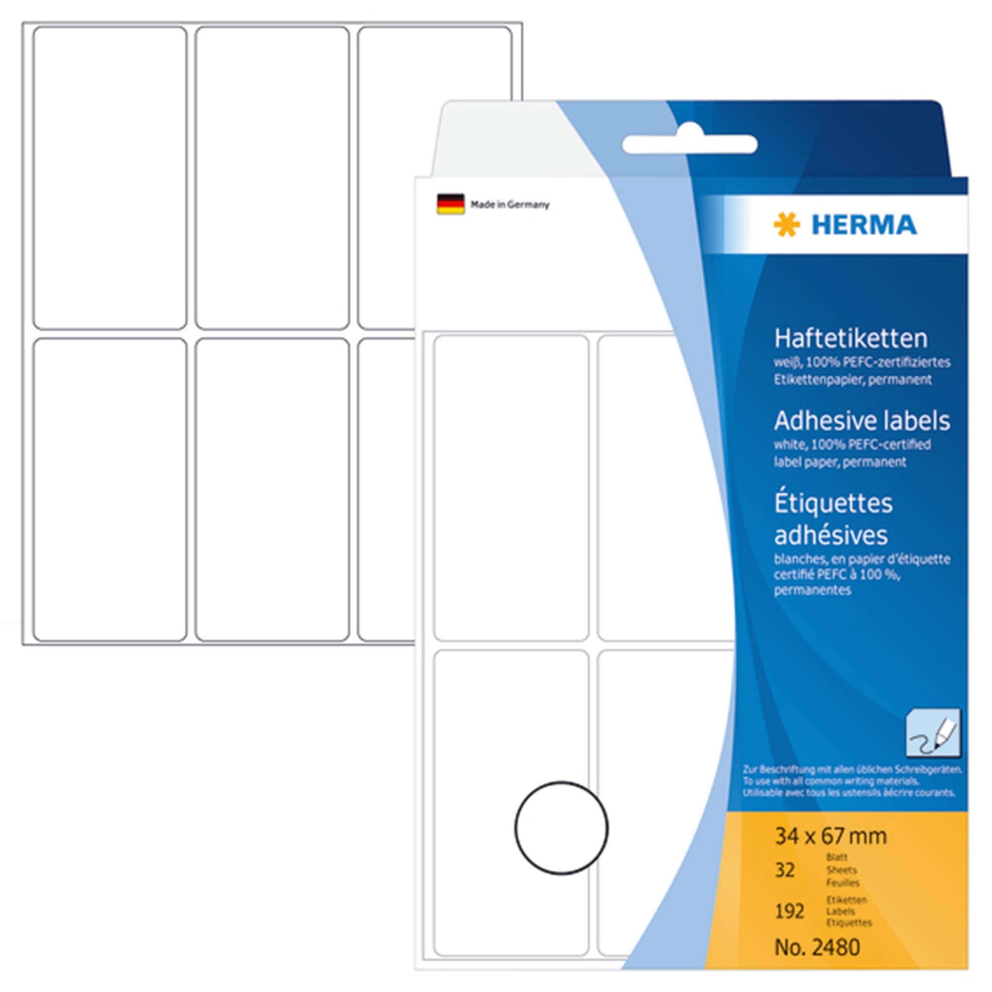 Herma Etiket Manuel 34x67 Hvid 192