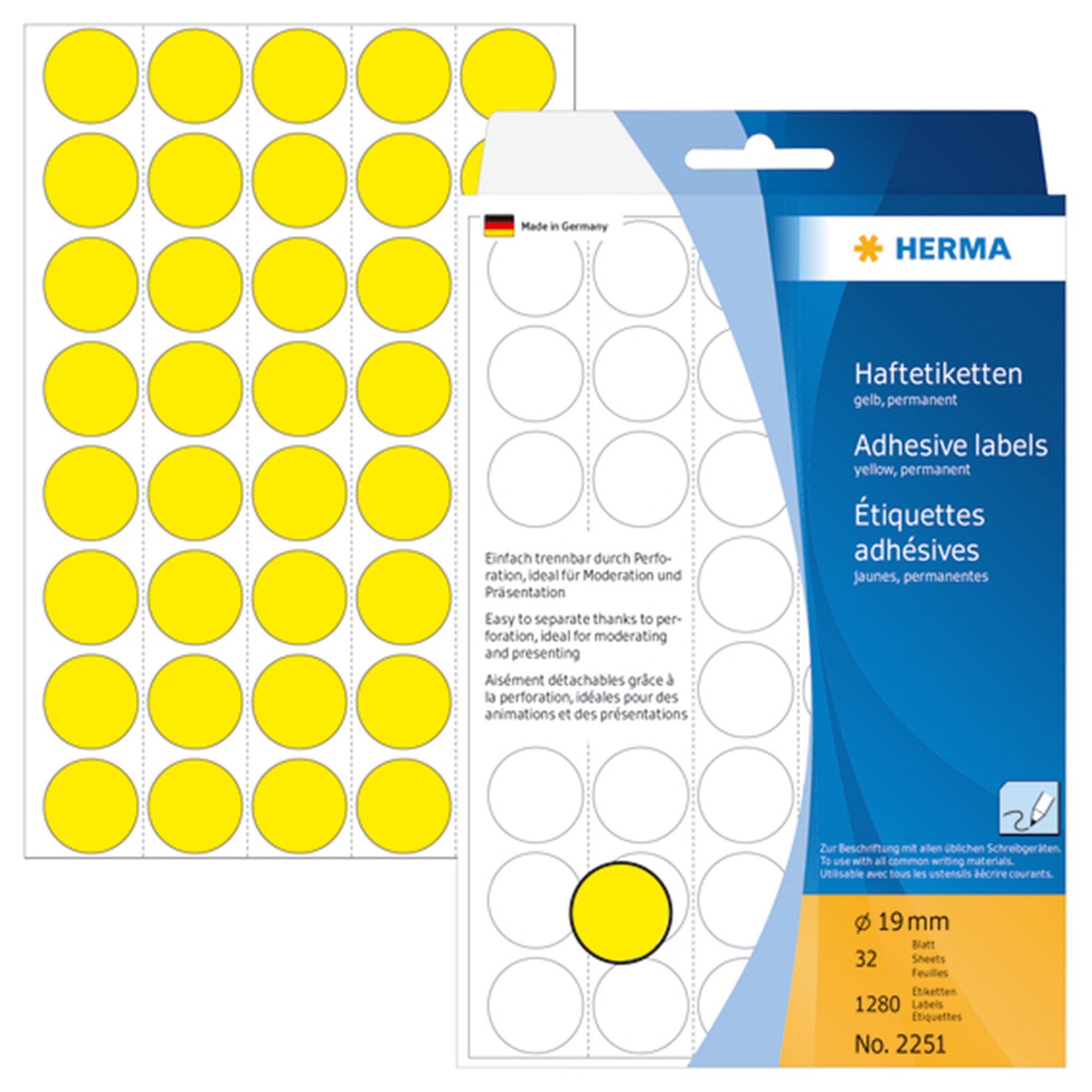 Herma Etiket Manuel ø19 Gul 1280