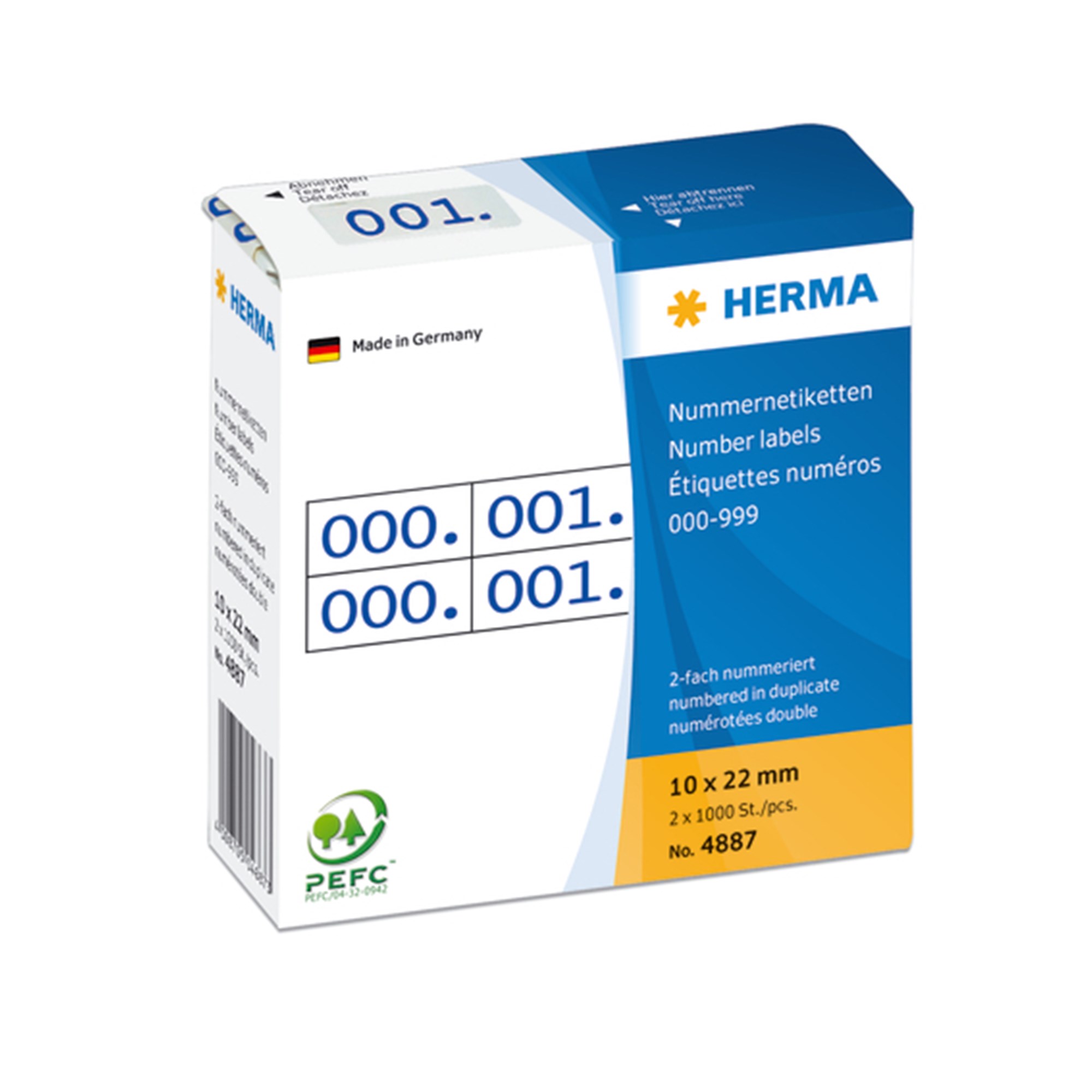 Herma Etiket Tal 999 Dobbel 10x22 Blå 2x1000