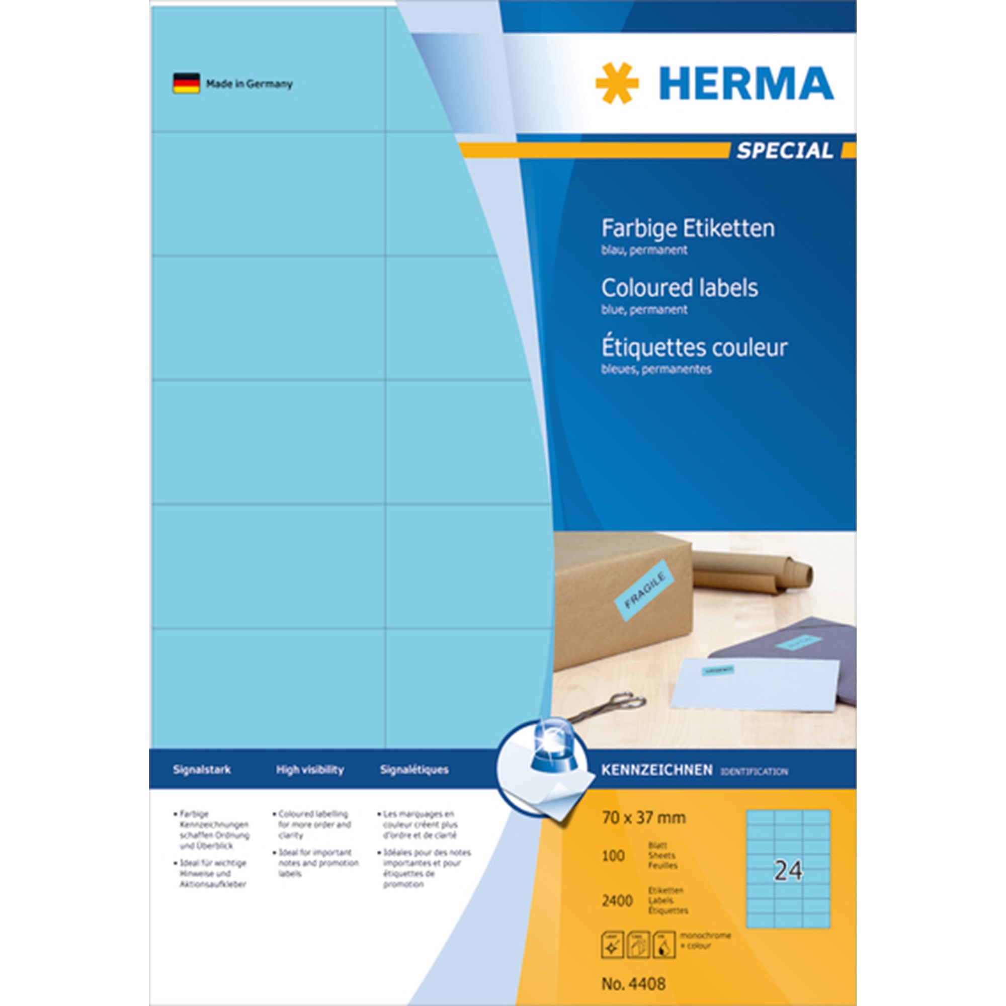 Herma Specialetiketter Blå 70x37 2400 Stk