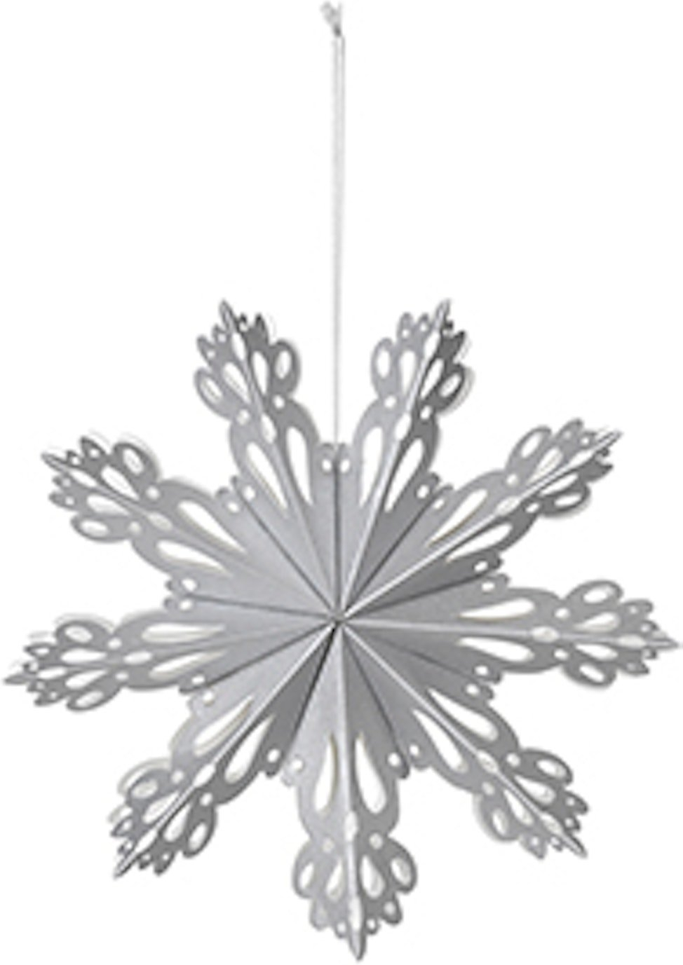 Juledekoration Broste Copenhagen Snowflake Papir Sølv ø15