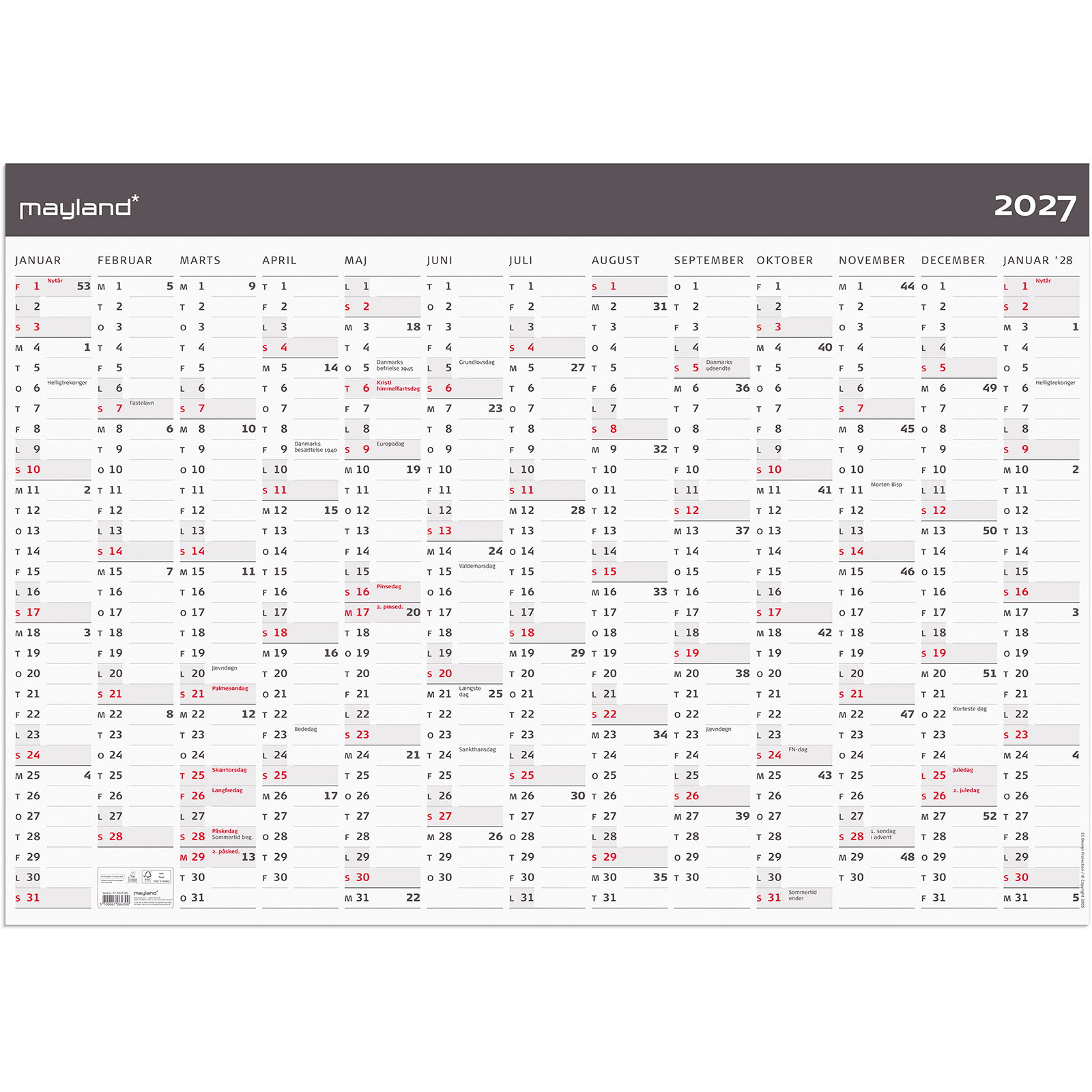Kæmpekalender Moderne 1x13 Mdr Papir