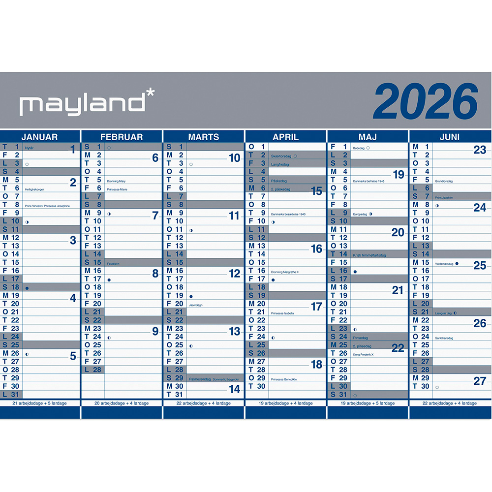 Kæmpekalender 2x6 Mdr Papir 2026