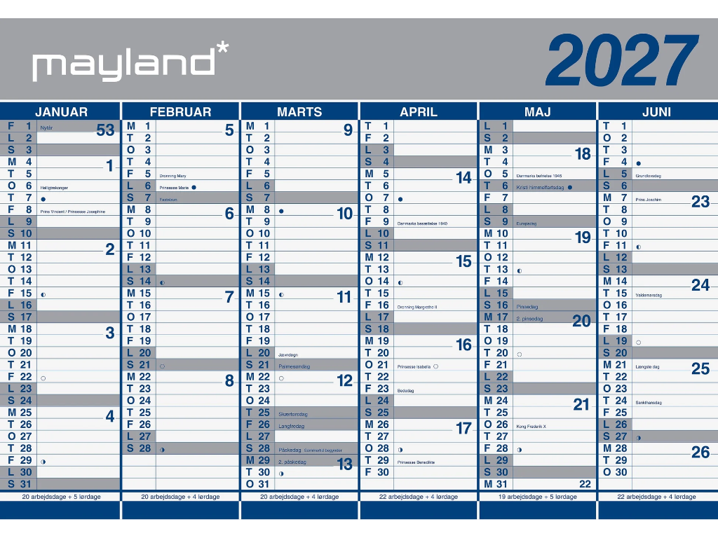 Kæmpekalender 2x6 Mdr Papir 2027 Paprør