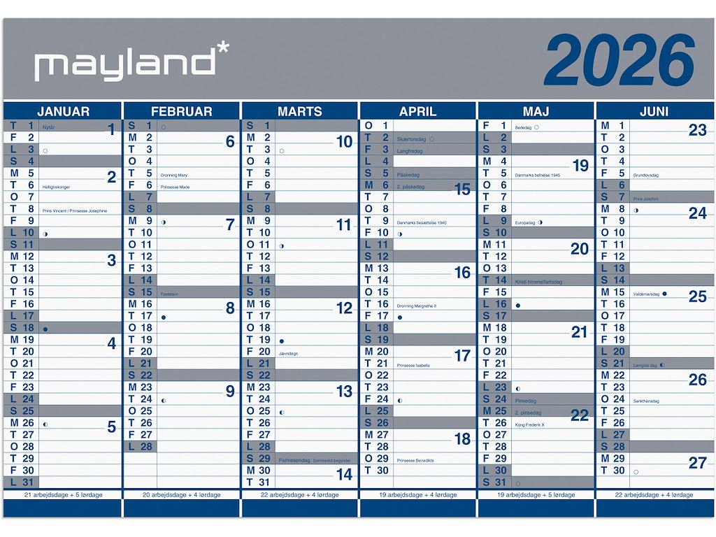 Kæmpekalender 2x6 Mdr Papir 2026 Plastpose