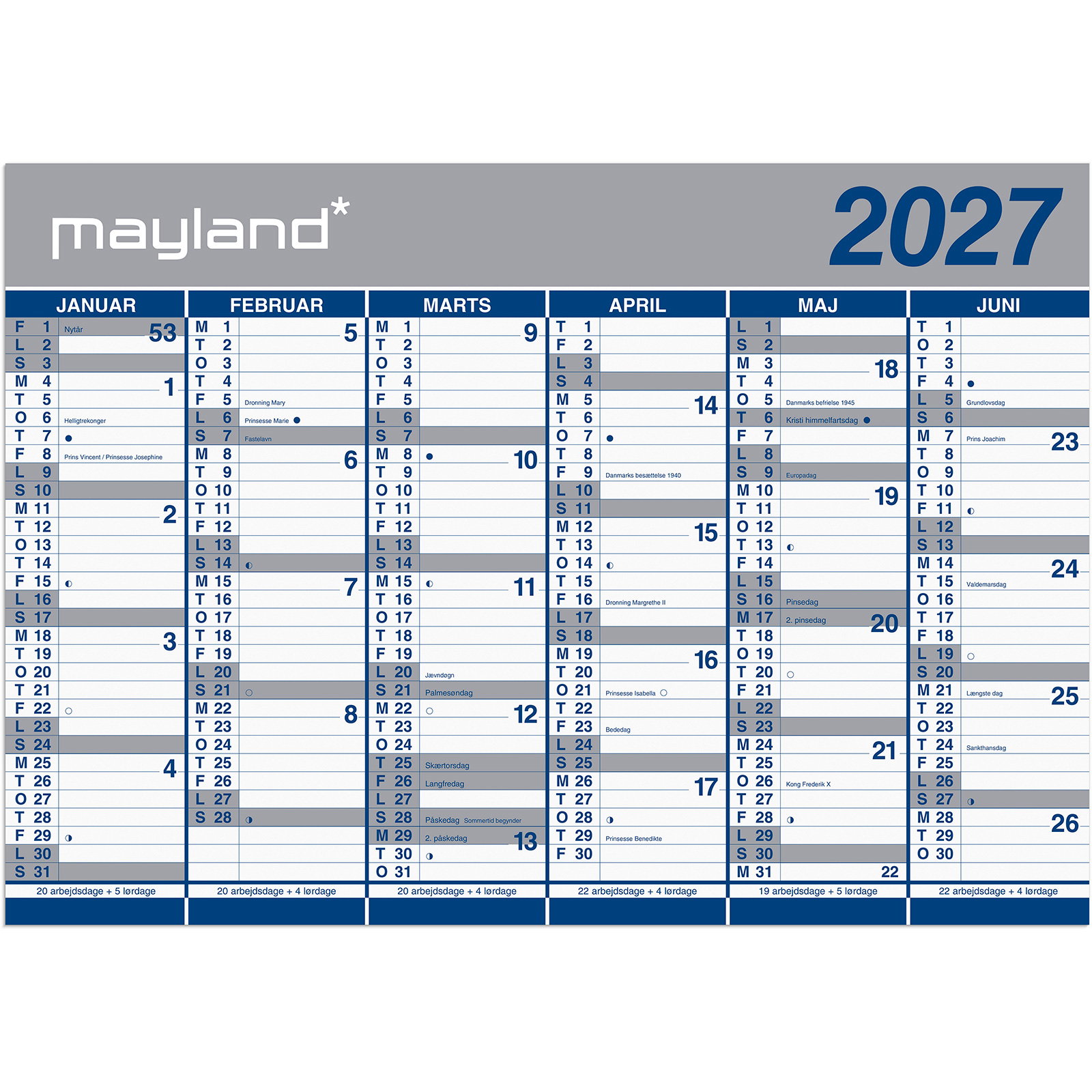 Kæmpekalender 2x6 Mdr Papir 2027