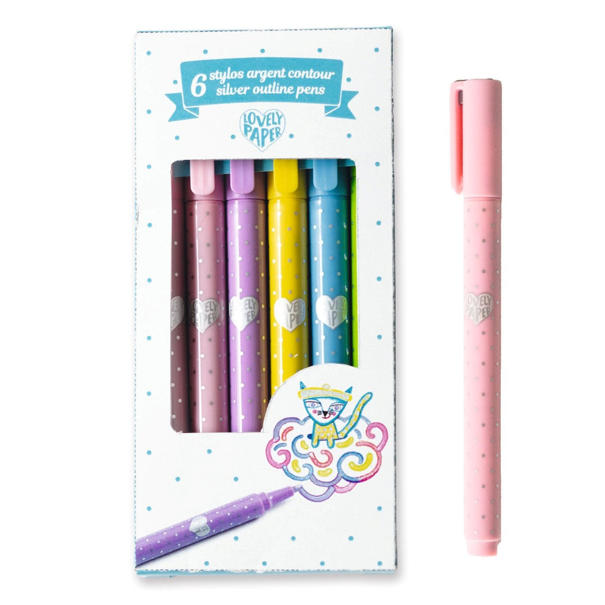 Konturpenne Sølv Pak Lovely Paper Djeco