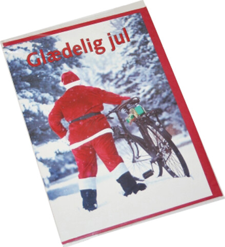 Kort Julekort Julemand Med Cykel