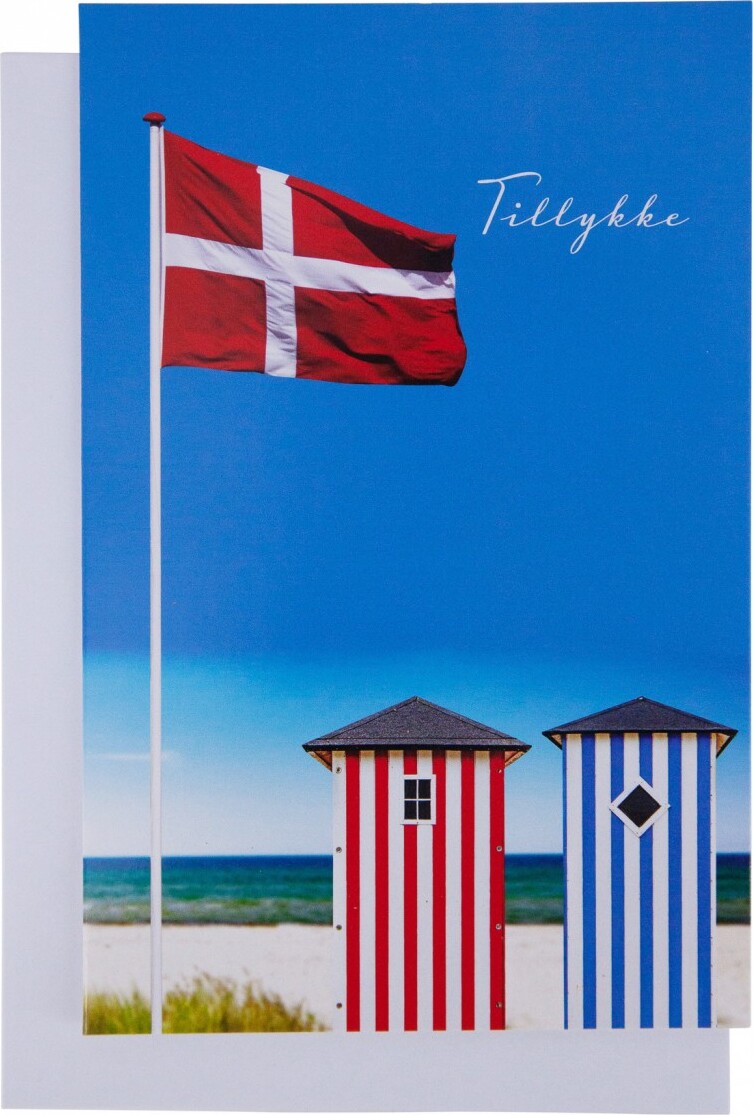Kort Med Kuvert 11x17 Badehuse Med Flag Scanseason