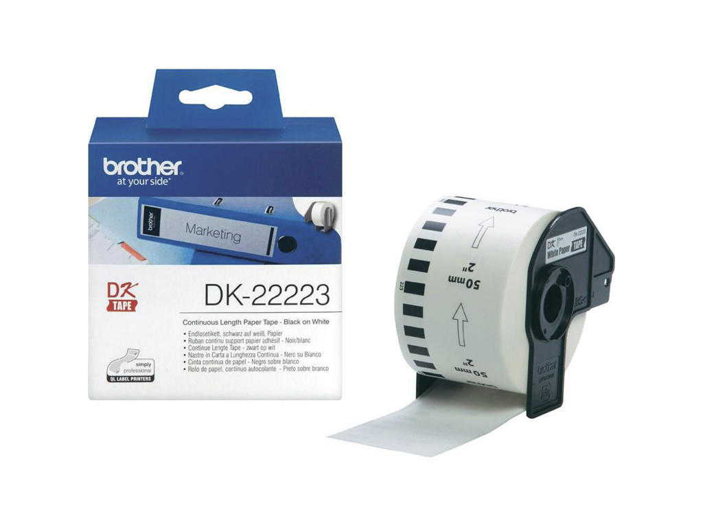 Label Brother Dk22223 50mm Meter Hvid Papir