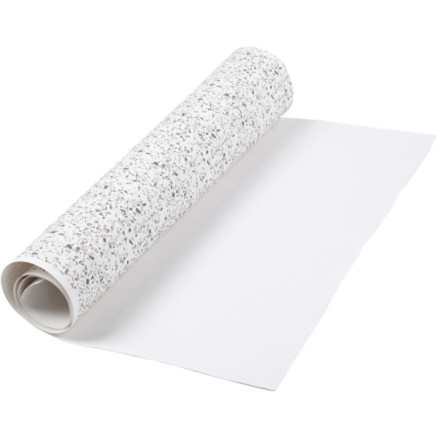Læderpapir Terrazzo : Folie Print 350 Hvid