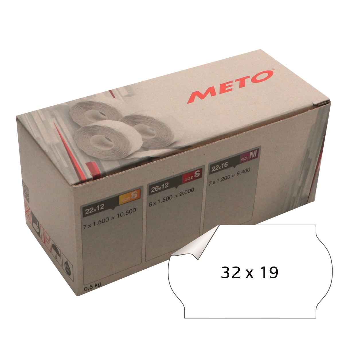 Meto Etiketter 32x19 Hvid Ruller