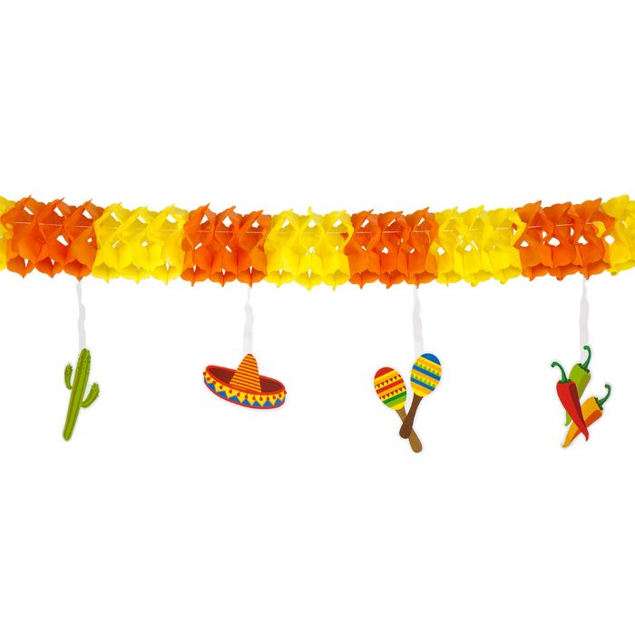Mexicansk Papir Guirlande Orange Gul