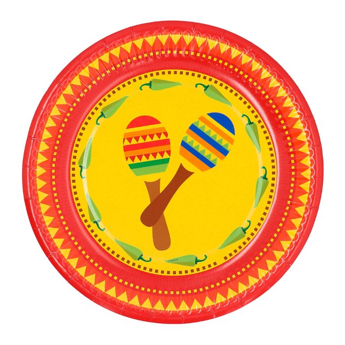 Mexicanske Papir Tallerkner Med Maracas 10x