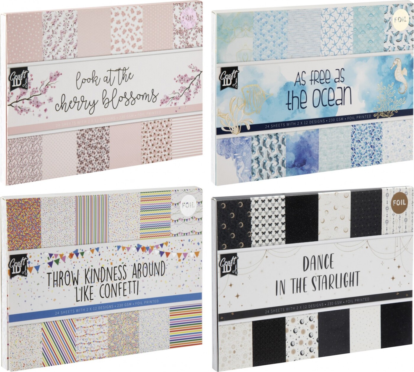 Mønstret Papir Med Folieprint 5x16 Ark Assorteret